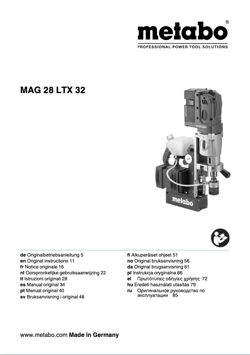 Page n°1 - Manuel utilisateur Metabo MAG 28 LTX 32
