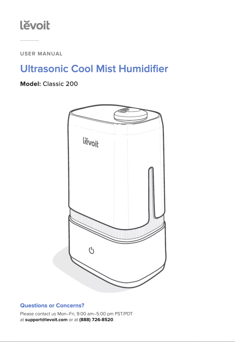 Page n°1 - Manuel utilisateur Levoit Classic 200