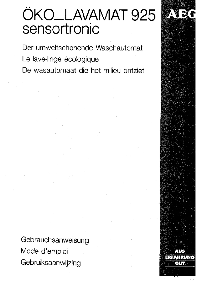 Page n°1 - Manuel utilisateur AEG OKO Lavamat 925