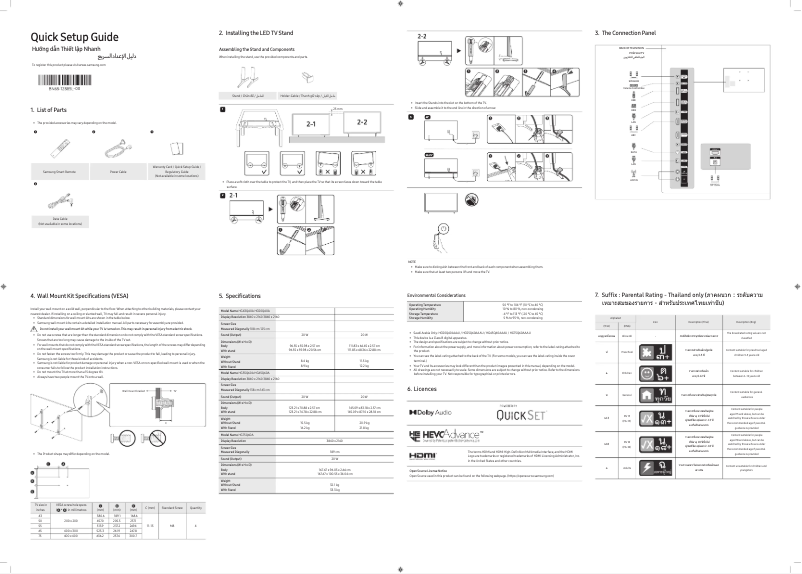 Page 1 de la notice Manuel utilisateur Samsung HG75Q60AA