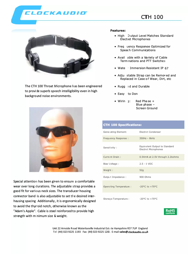 Page 1 de la notice Manuel utilisateur Clockaudio CTH 100