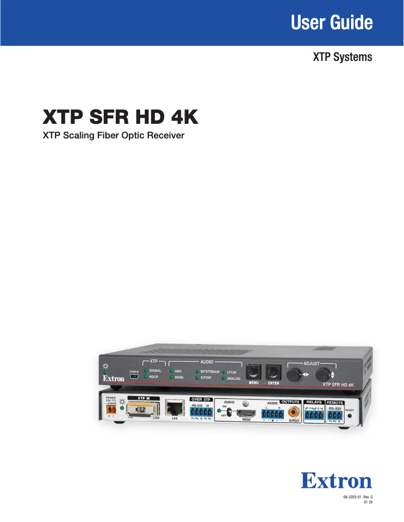 Page n°1 - Manuel utilisateur Extron XTP SFR HD 4K