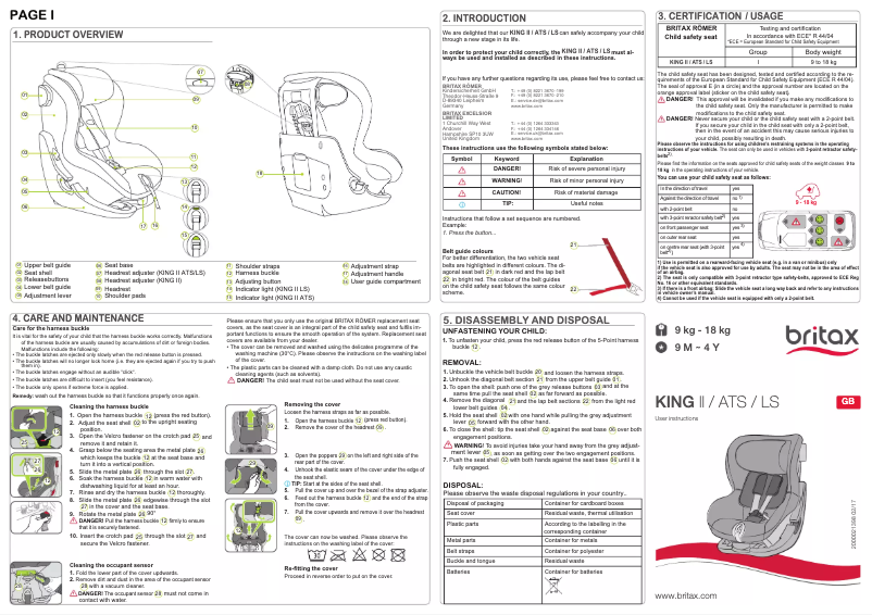 Image de la première page du manuel de l'appareil KING II LS