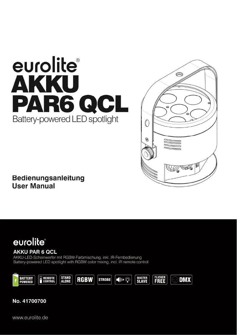 Image de la première page du manuel de l'appareil AKKU PAR 6 QCL