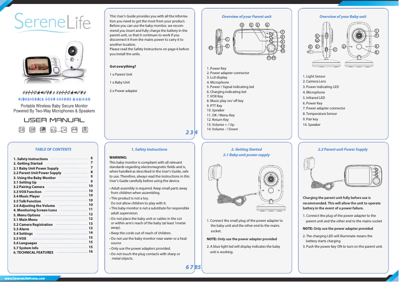 Page 1 de la notice Manuel utilisateur SereneLife SLBCAM10