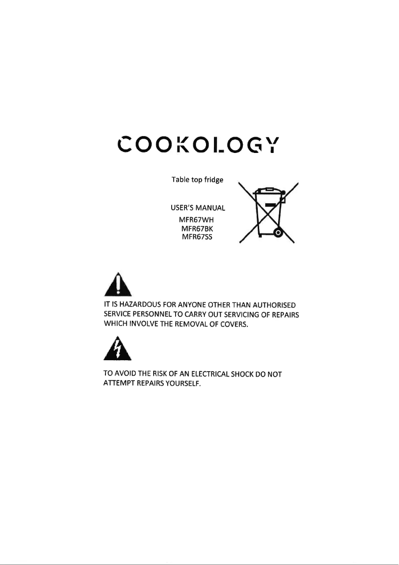 Page 1 de la notice Manuel utilisateur Cookology MFR67SS