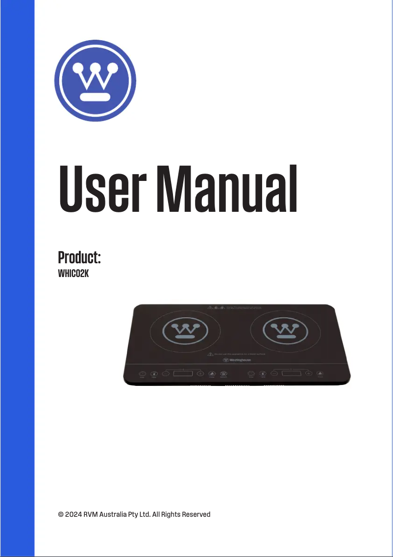 Page 1 de la notice Manuel utilisateur Westinghouse WHIC02K