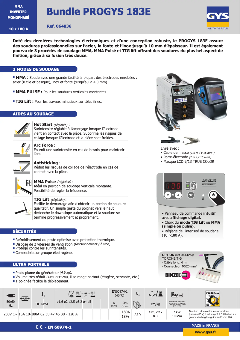Image de la première page du manuel de l'appareil Progys 183E