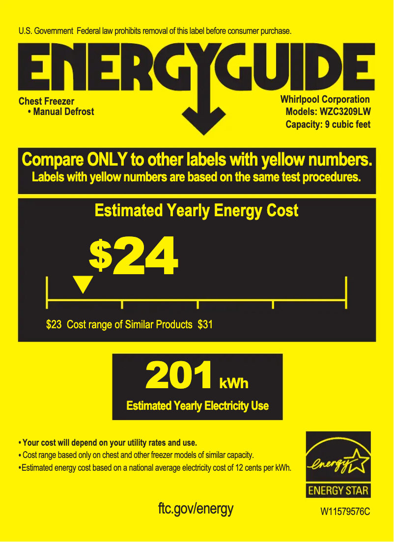 Page n°1 - Label énergétique Whirlpool WZC3209LW