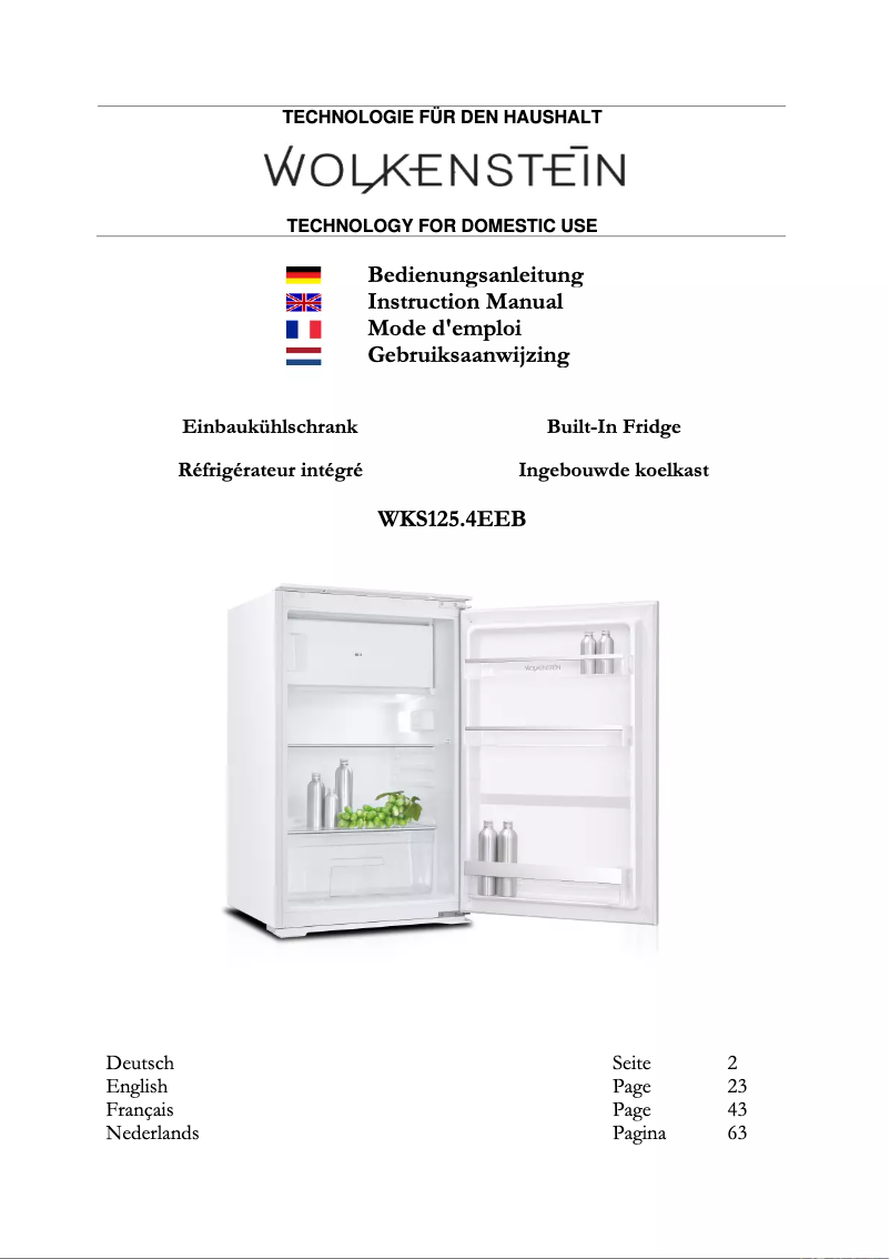 Page n°1 - Manuel utilisateur Wolkenstein WKS125.4EEB