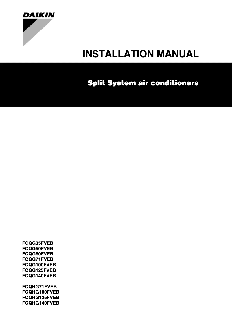 Page 1 de la notice Guide d'installation Daikin FCQG125FVEB