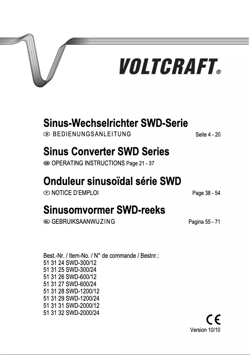 Página 1 del manual Manual de usuario Voltcraft SWD-2000/24