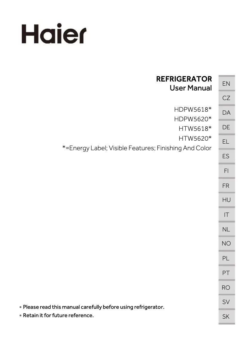 Page n°1 - Label énergétique Haier HDPW5620ANPD