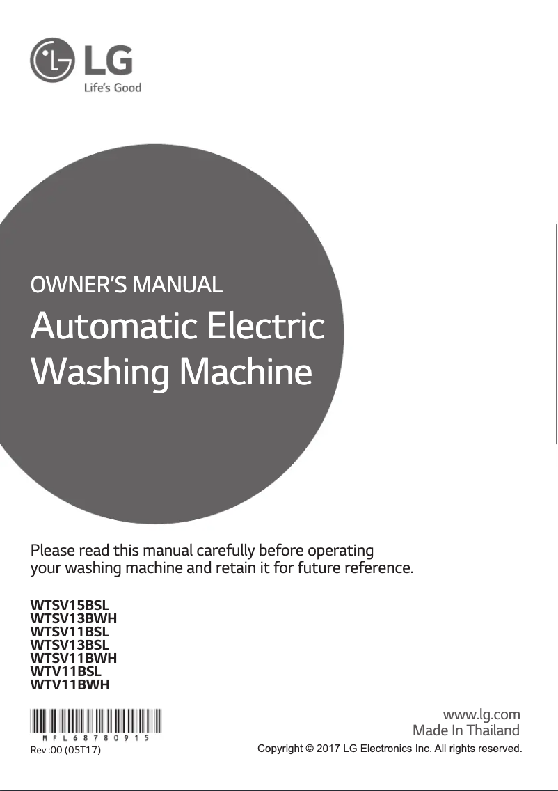 Page n°1 - Manuel utilisateur LG WTSV11BS