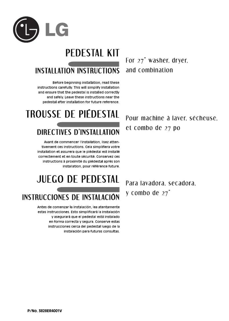 Page 1 de la notice Manuel utilisateur LG WDP4R