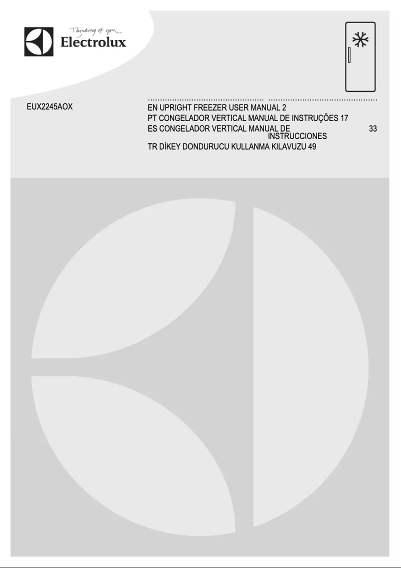 Page 1 de la notice Manuel utilisateur Electrolux EUX2245AOX