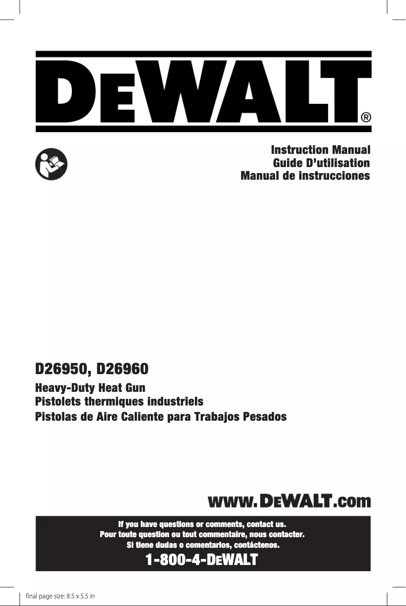 Page 1 de la notice Manuel utilisateur DeWalt D26960