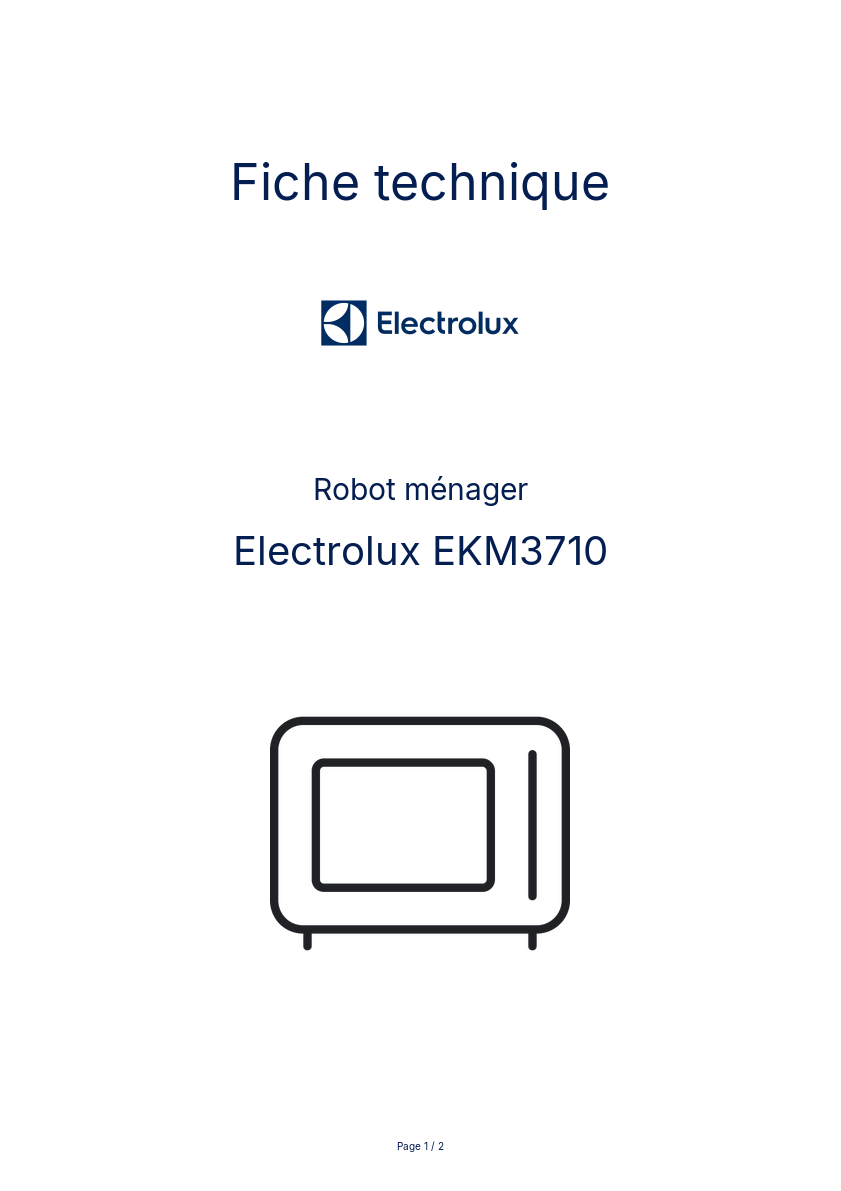 Page n°1 - Fiche technique Electrolux EKM3710