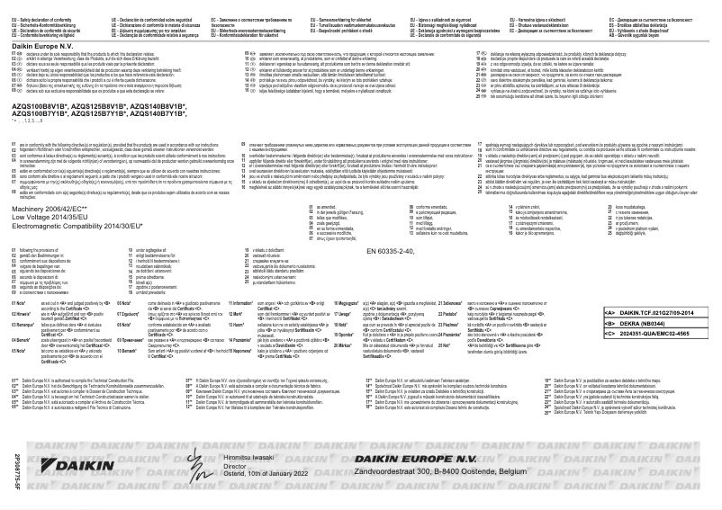 Page 1 de la notice Guide d'installation Daikin AZQS140B7Y1B