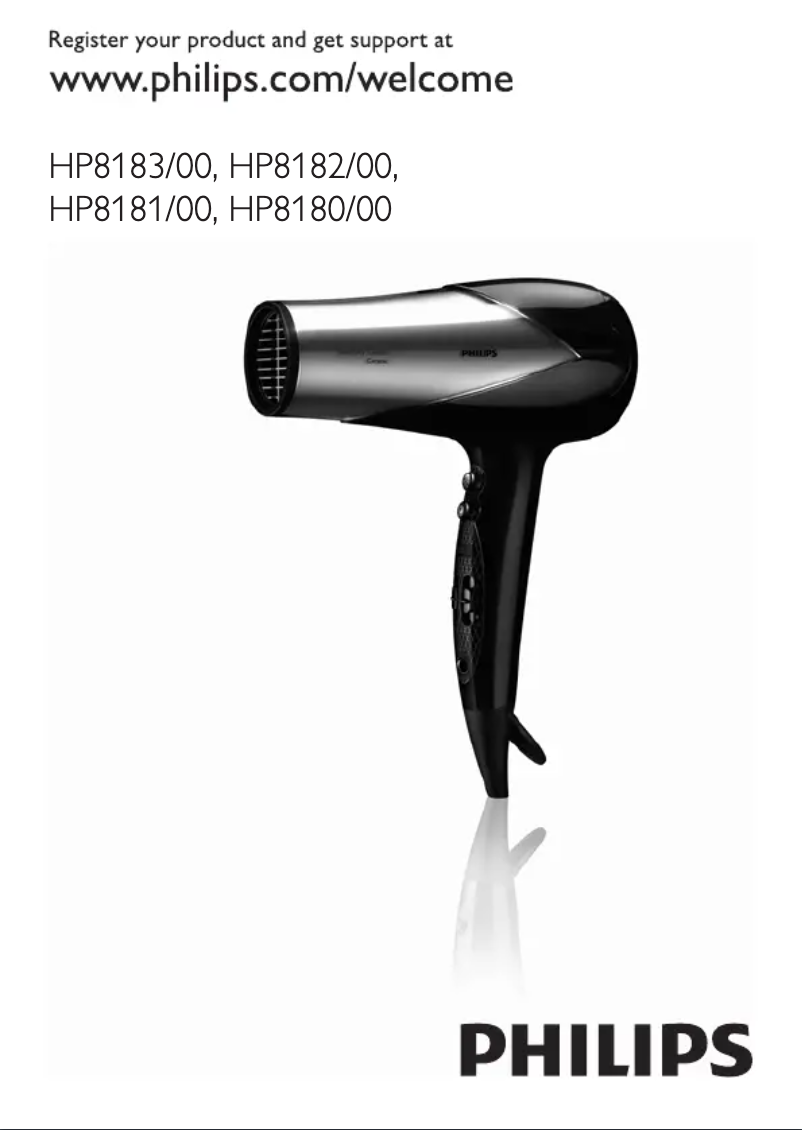 Page 1 de la notice Manuel utilisateur Philips SalonDry Control HP8183