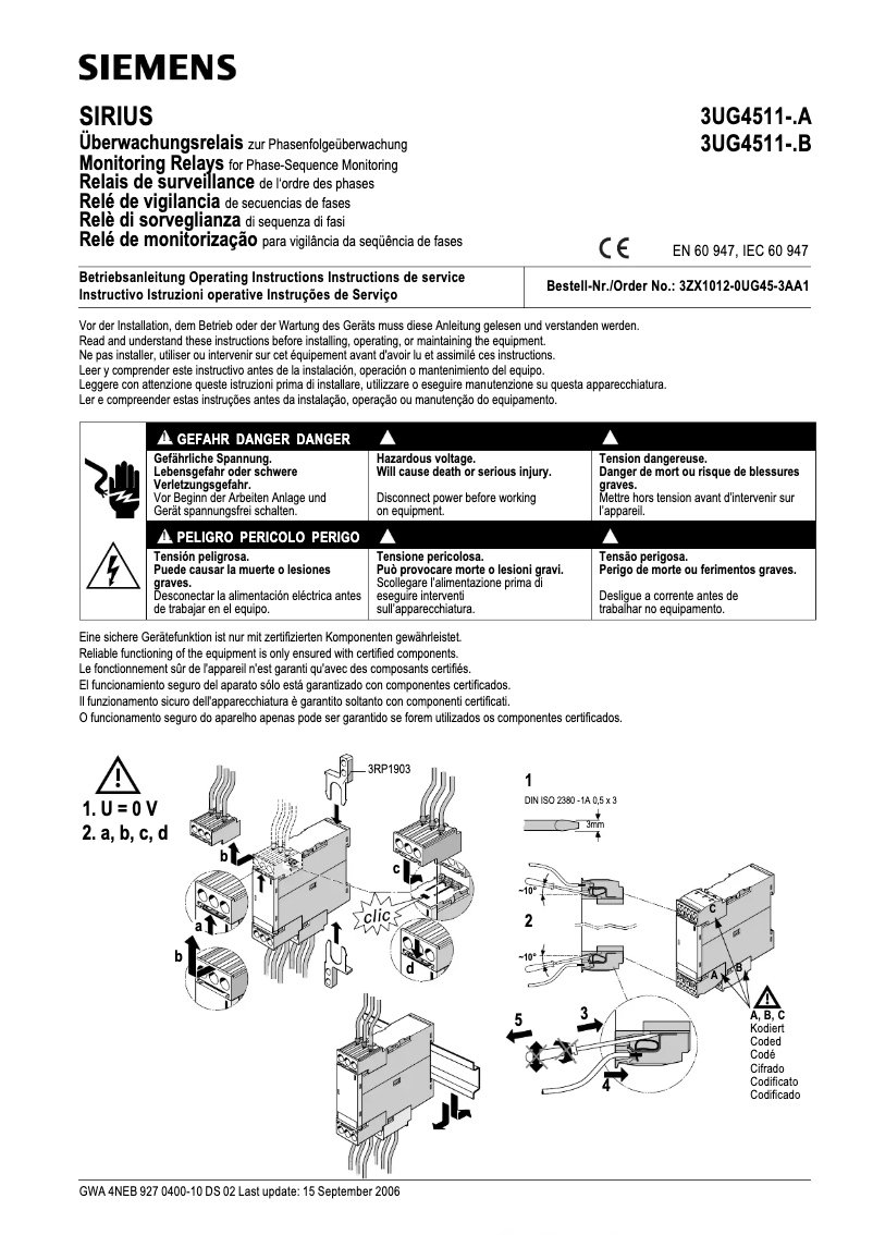 Page n°1 - Manuel utilisateur Siemens 3UG4511