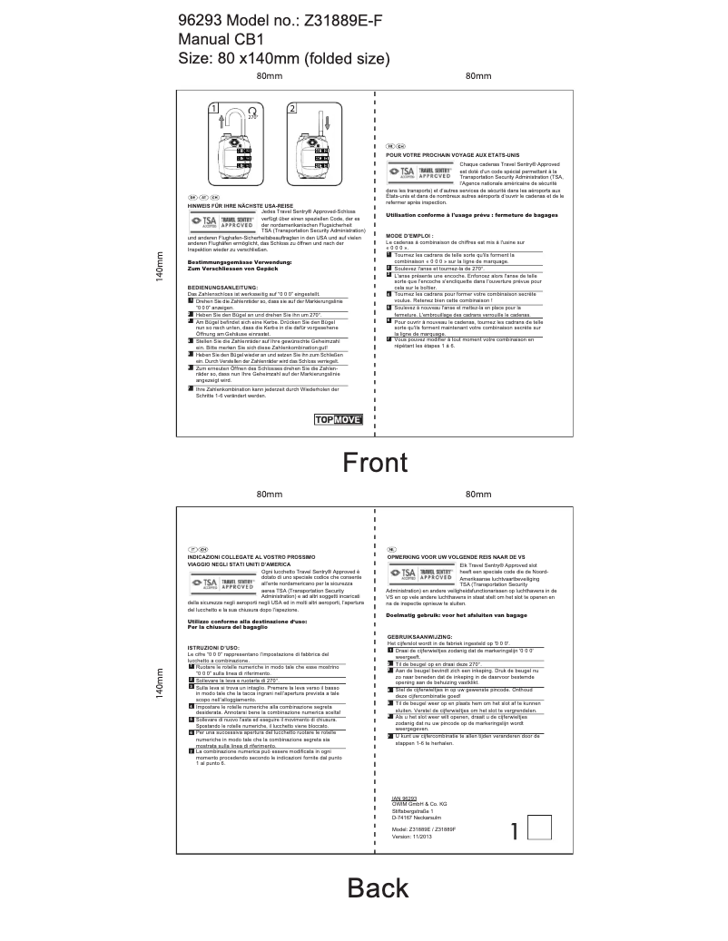 Page 1 de la notice Manuel utilisateur Topmove Z31889E