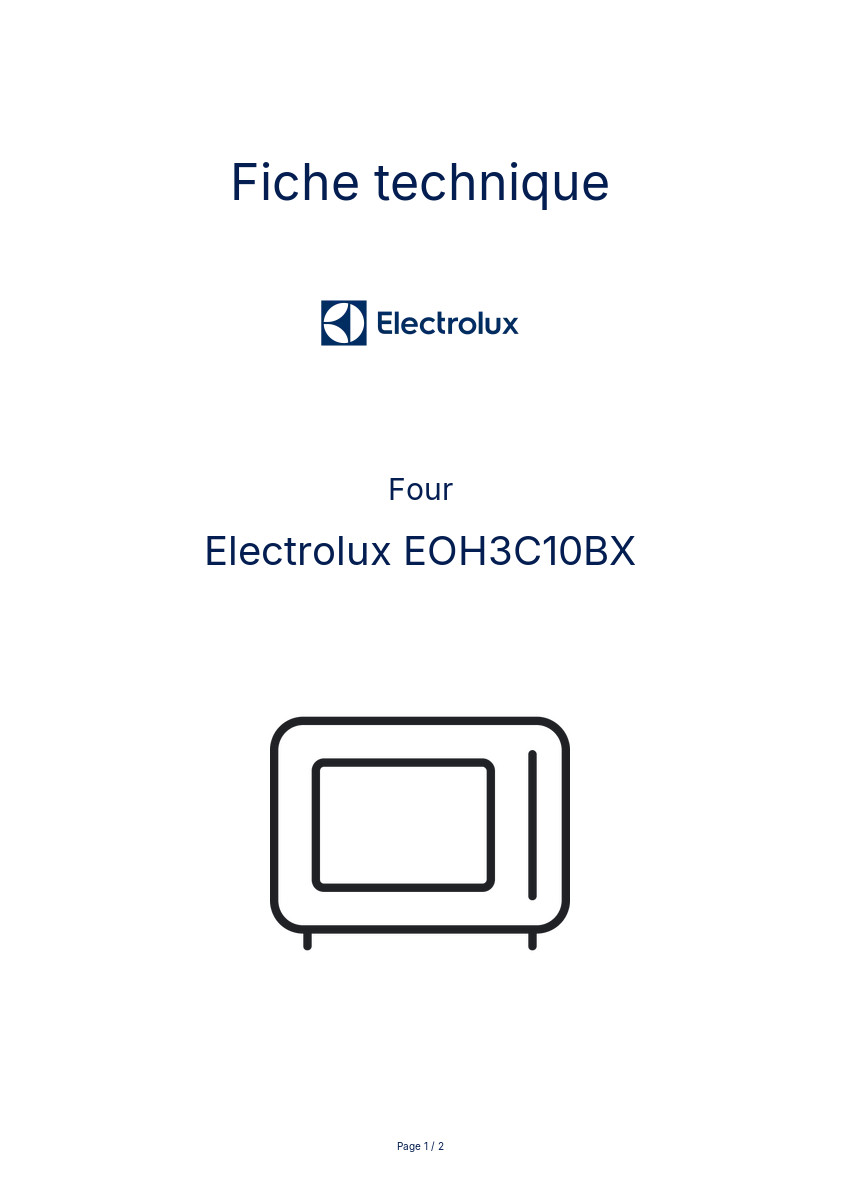 Page n°1 - Fiche technique Electrolux EOH3C10BX