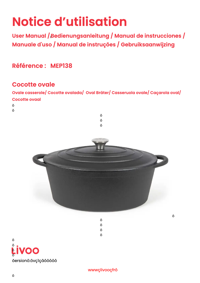 Page n°1 - Manuel utilisateur Livoo MEP138