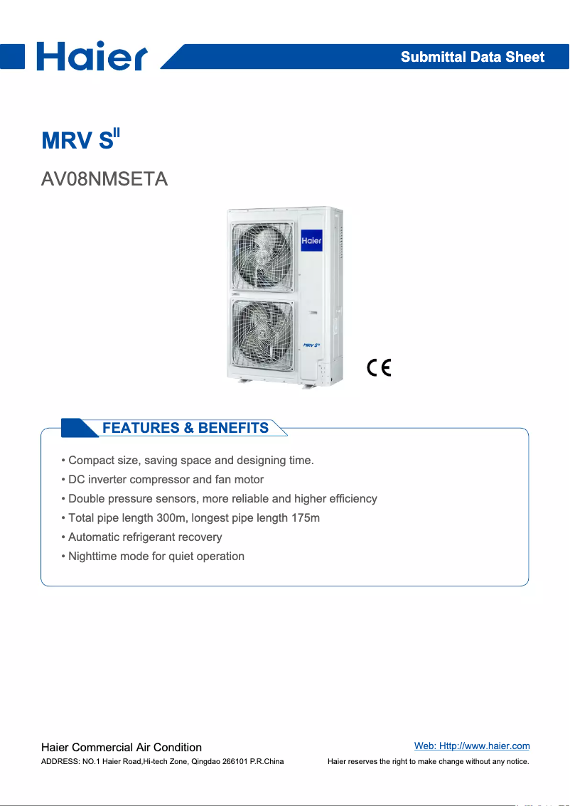 Image de la première page du manuel de l'appareil AV08NMSETA