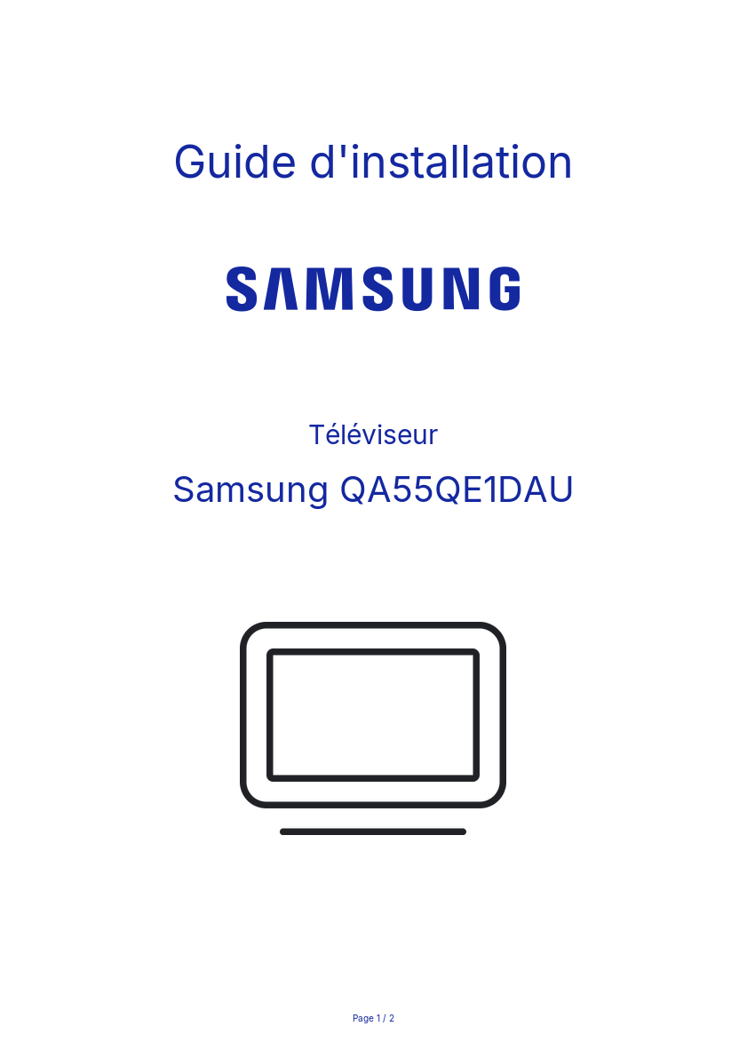 Page n°1 - Guide d'installation Samsung QA55QE1DAU