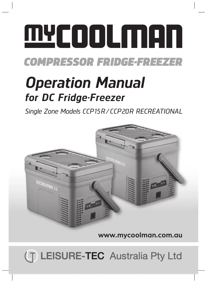 Page n°1 - Manuel utilisateur Mycoolman CCP20R