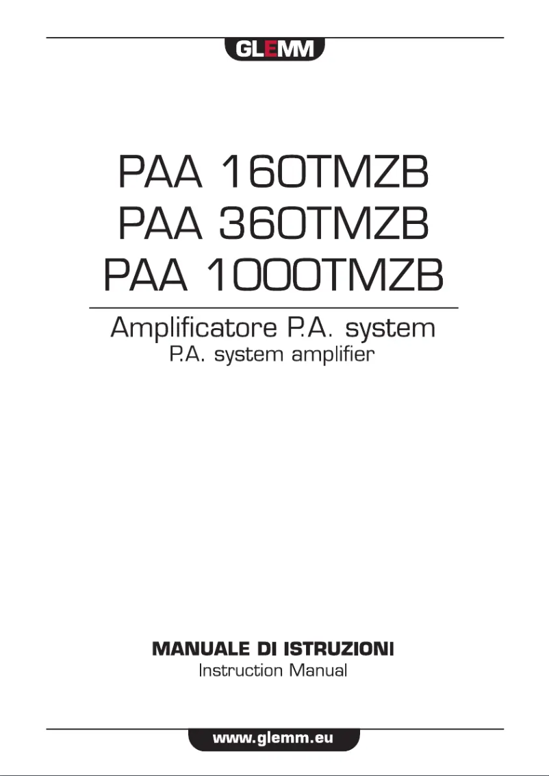 Page 1 de la notice Manuel utilisateur Glemm PAA 1000TMZB