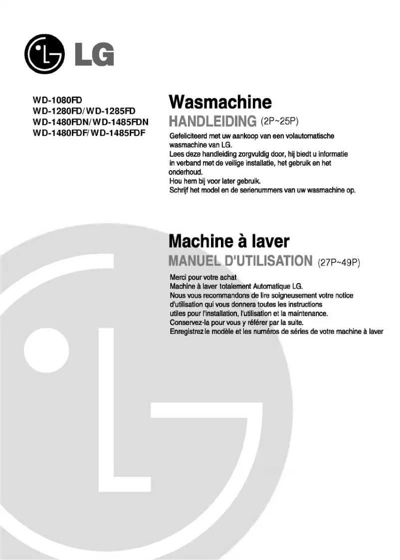 Page n°1 - Manuel utilisateur LG WD-1480FDN
