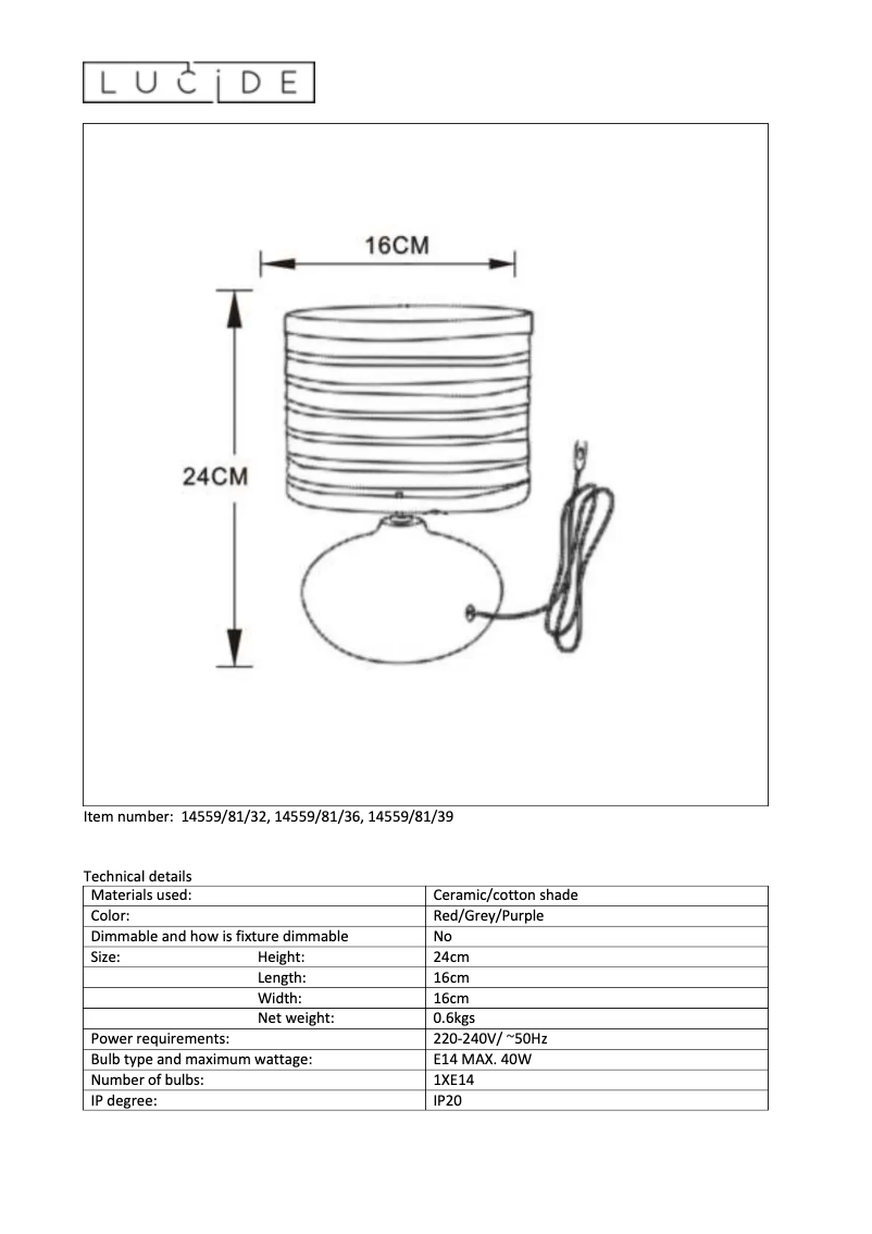 Página 1 del manual Manual de usuario Lucide Tina