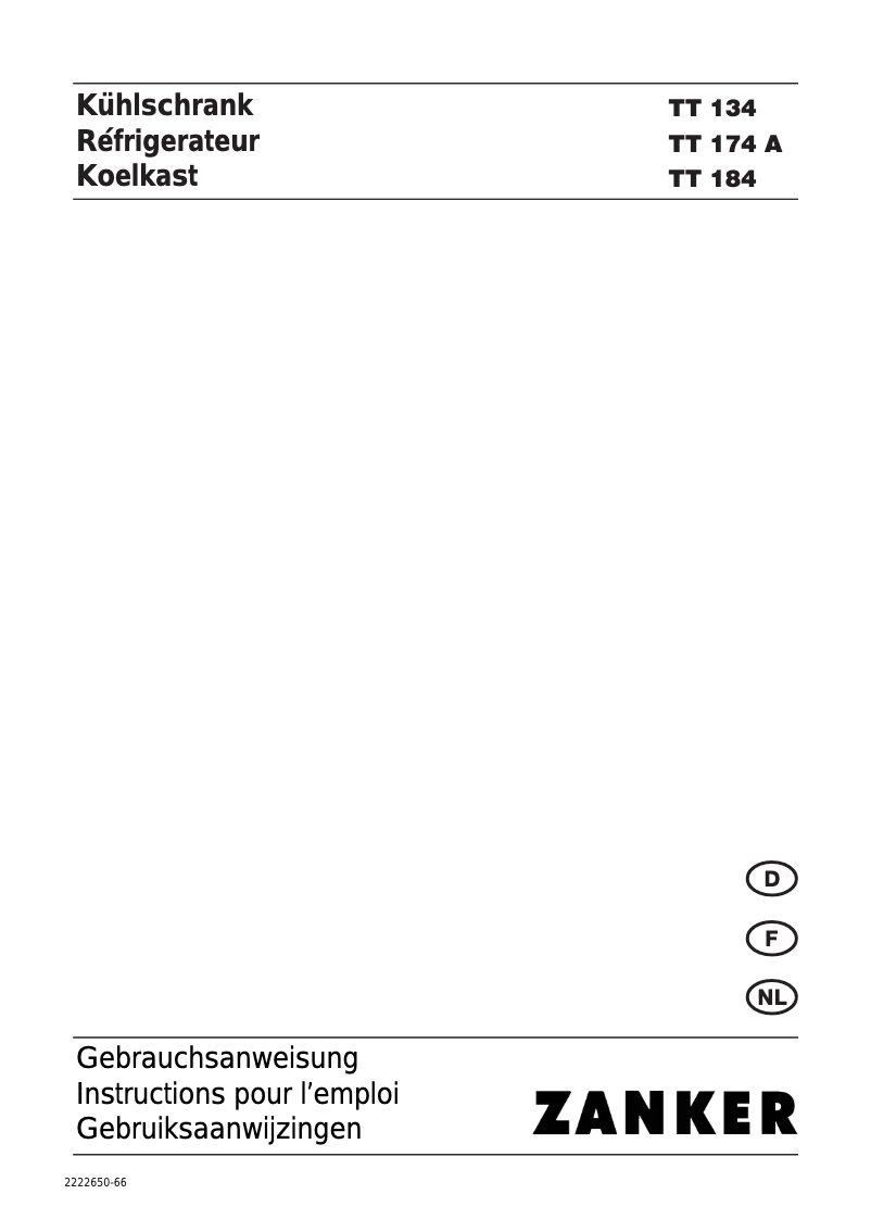 Page 1 de la notice Manuel utilisateur Zanker TT 174