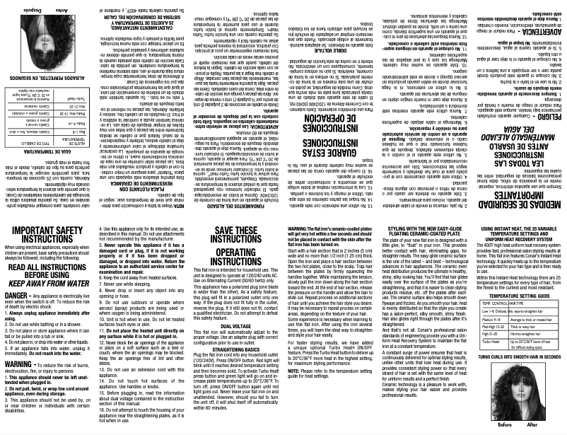 Page 1 de la notice Manuel utilisateur Conair CS19VCSR