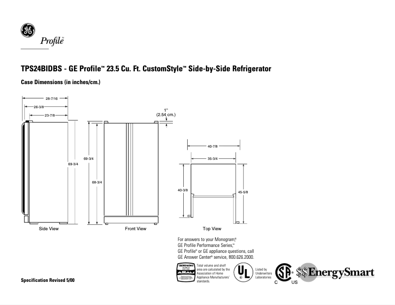 Image de la première page du manuel de l'appareil Profile TPS24BIDBS