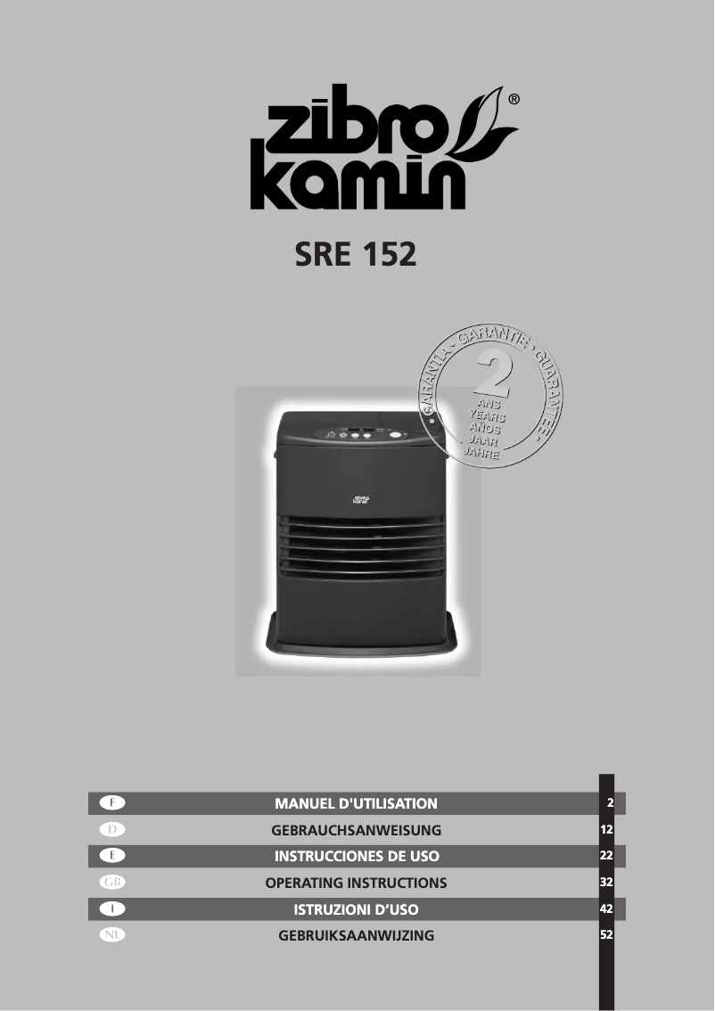 Page n°1 - Manuel utilisateur Zibro Kamin SRE 152