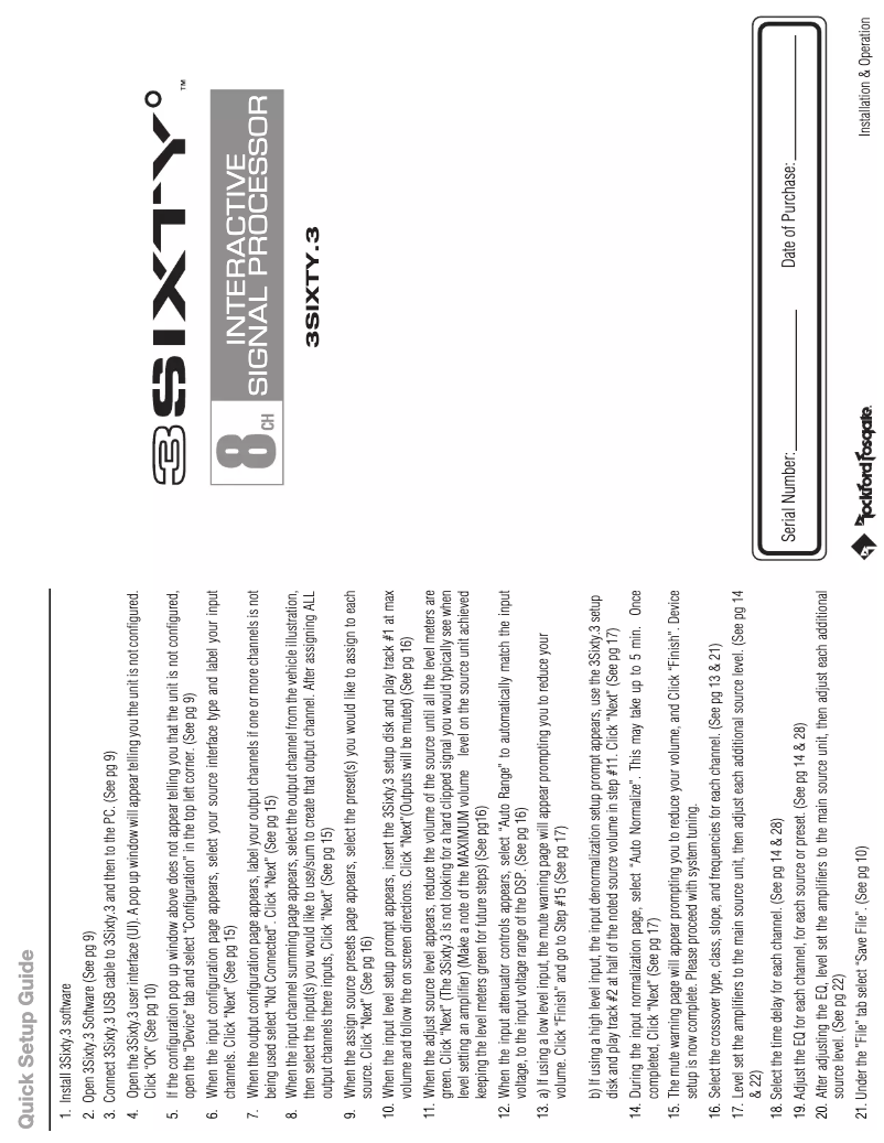 Página 1 del manual Manual de uso y mantenimiento Rockford Fosgate 3SIXTY.3