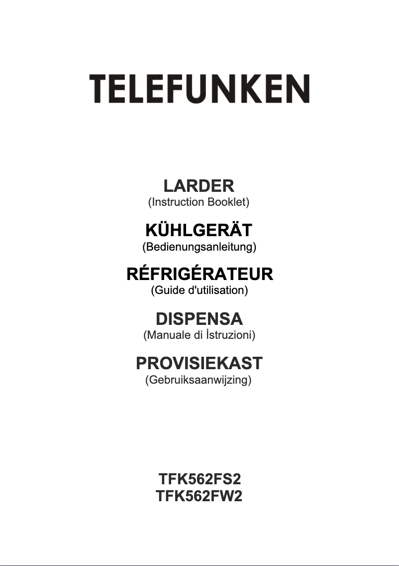 Page 1 de la notice Manuel utilisateur Telefunken TFK562FW2