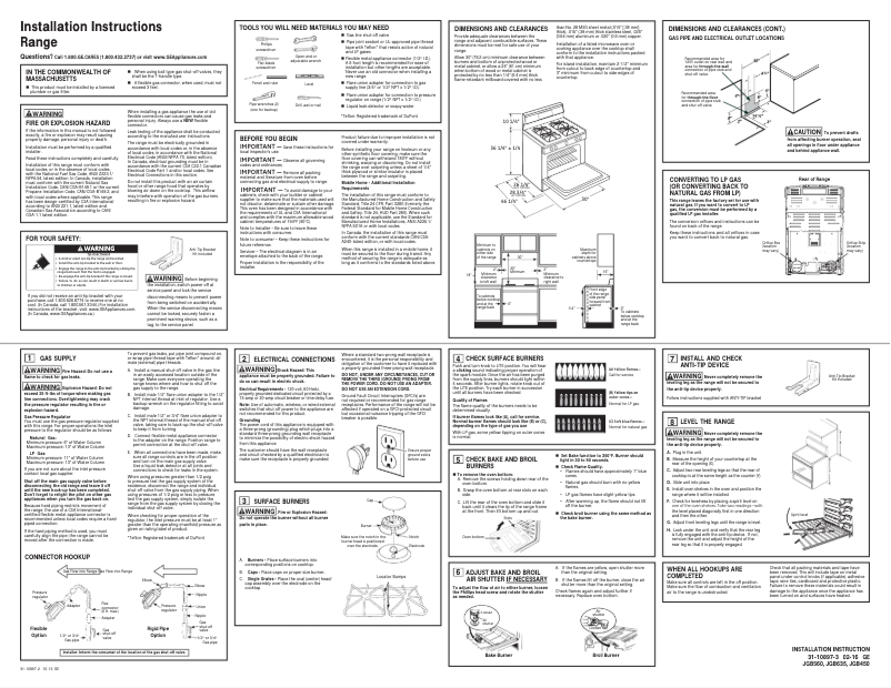 Page 1 of the manual Installation Guide GE JGB450DEFBB