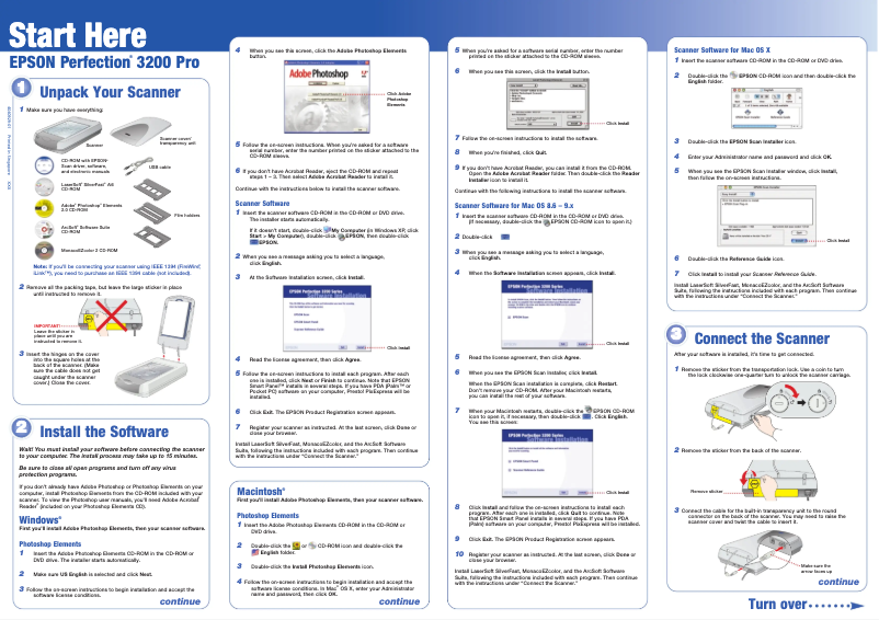 Page n°1 - Manuel utilisateur Epson Perfection 3200 Pro