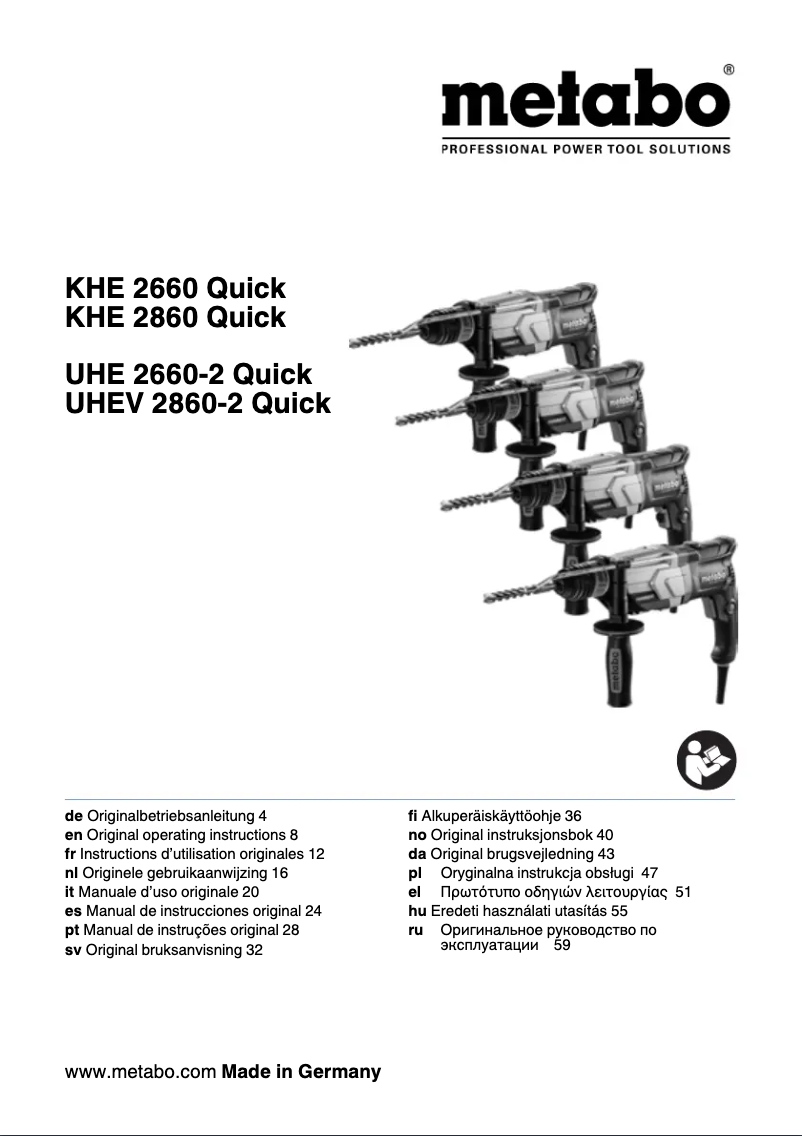 Page n°1 - Manuel utilisateur Metabo UHE 2660-2 Quick