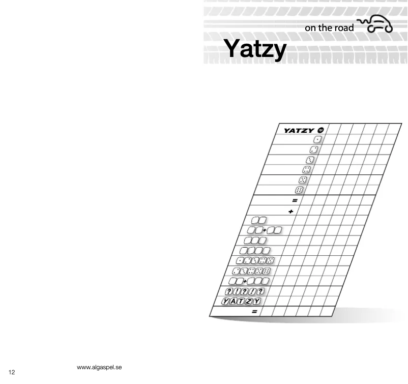 Page n°1 - Manuel utilisateur Alga Yatzy