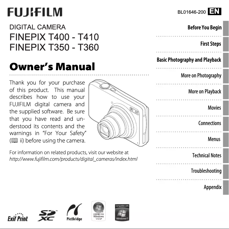 Page n°1 - Manuel utilisateur Fujifilm Finepix T410