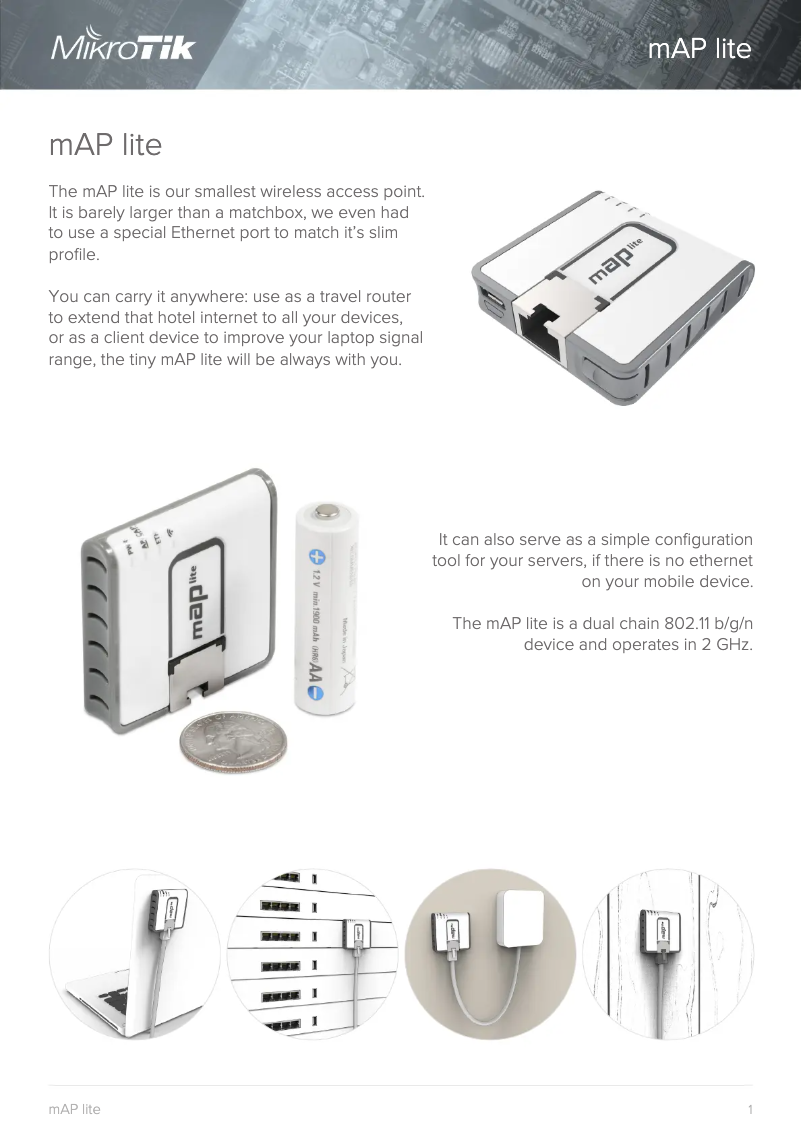 Page 1 de la notice Brochure Mikrotik RBMAPL-2ND
