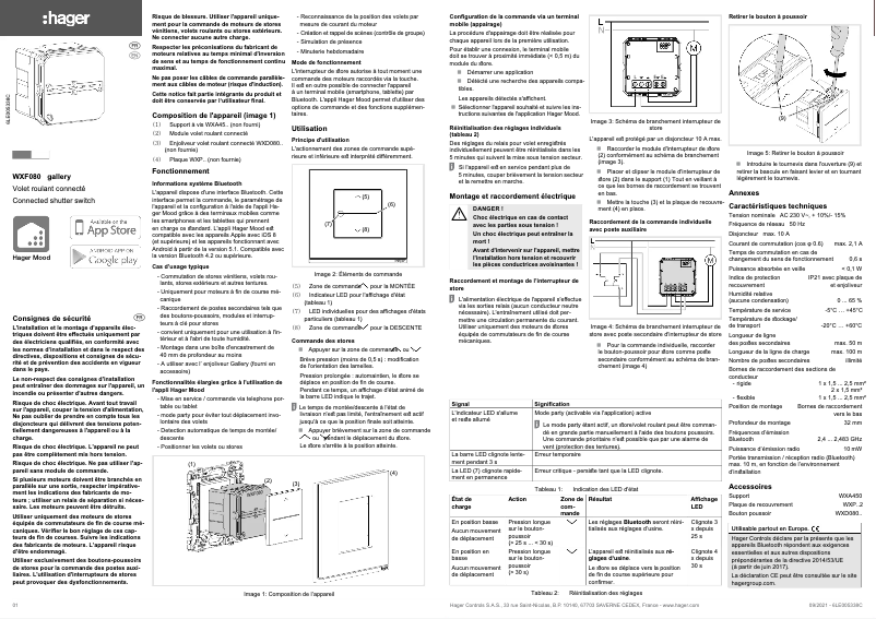 Page 1 de la notice Manuel utilisateur Hager WXF080