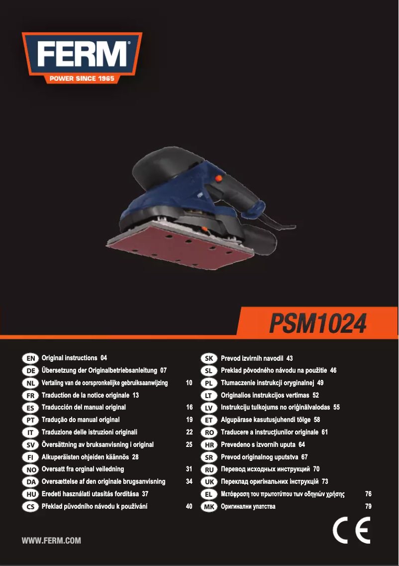 Page 1 de la notice Manuel utilisateur Ferm PSM1024
