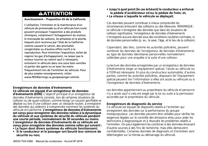 Imagen de la primera página del manual del dispositivo Accord (2018)