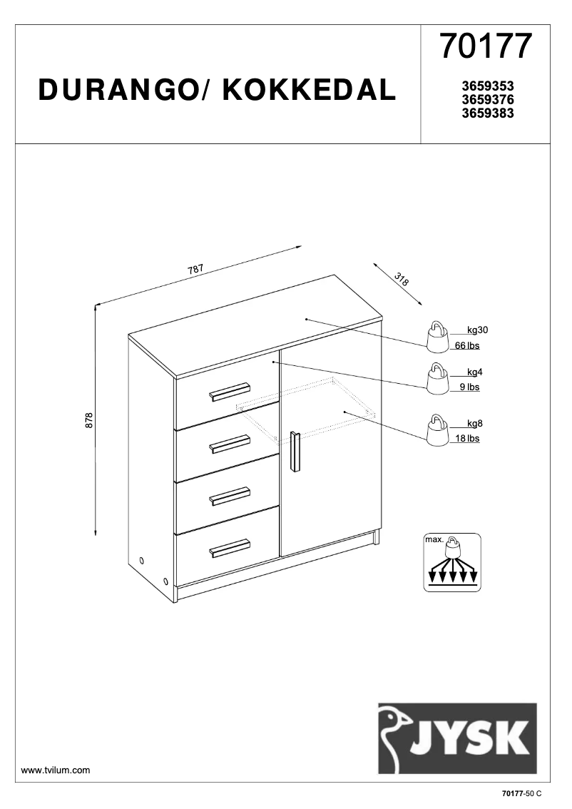 Page 1 de la notice Manuel utilisateur JYSK Kokkedal (79x88x32)